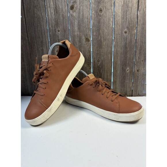 OluKai Lae‘ahi Lī ‘Ili Men’s Waterproof Leather Sneakers Kukui Brown 10 US EUC